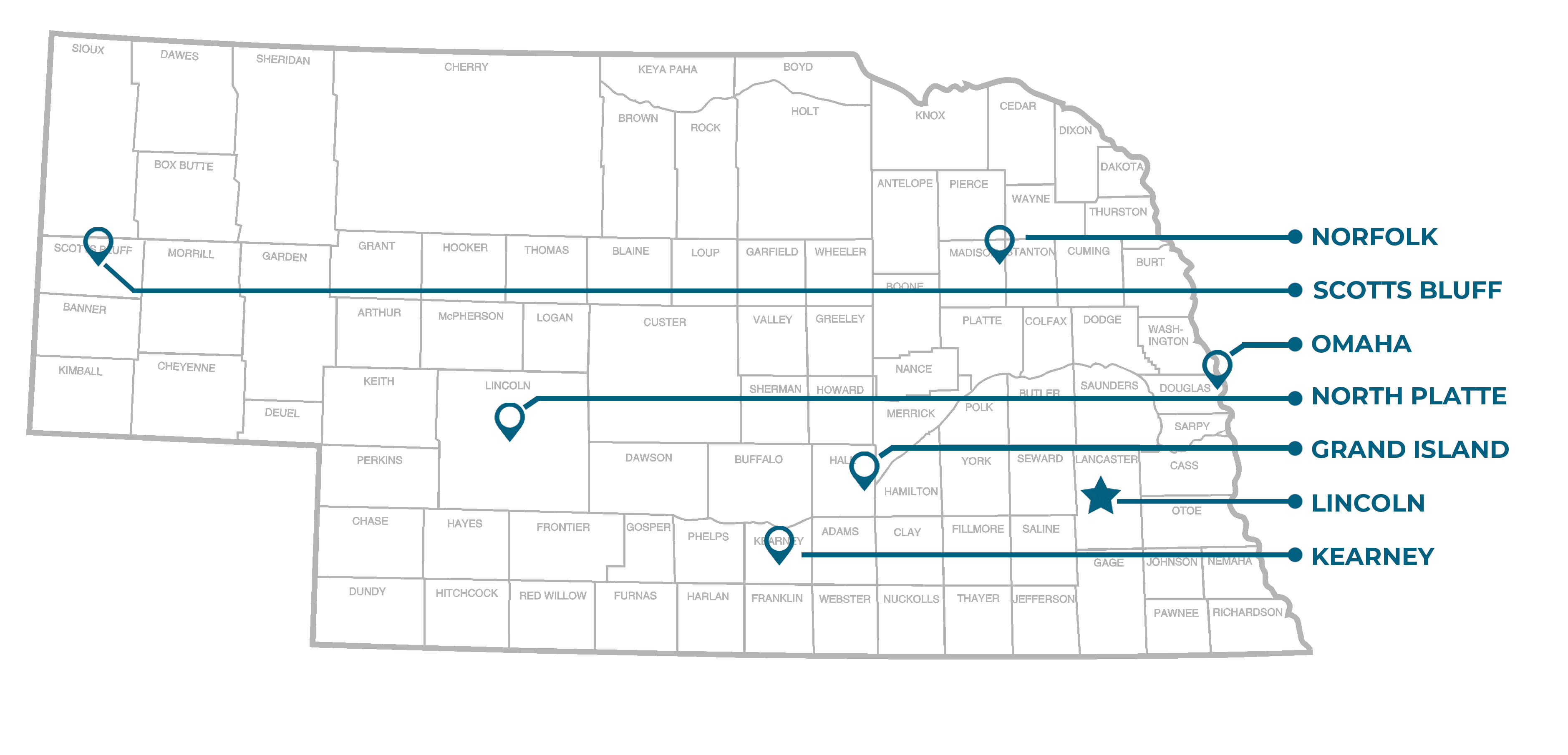 NDCS CSS Map of regional offices