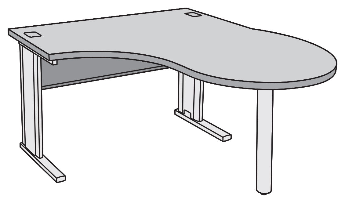 P Shaped Peninsula Work Surface