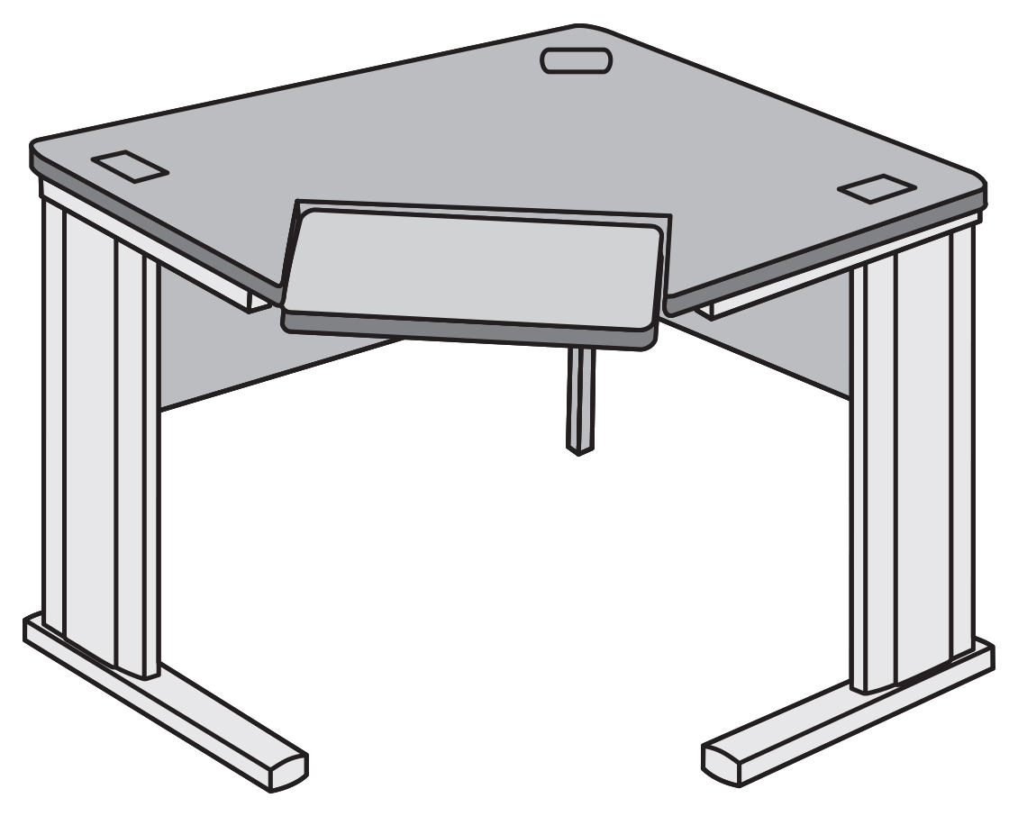 Stand Alone Corner Work Surface with Keyboard Pad