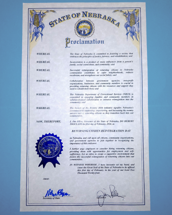 The proclamation declaring Feb. 1 as Returning Citizen Reintegration Day.