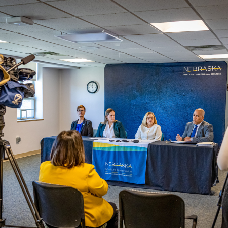 Director Rob Jeffreys, joined by state leaders, outlined recent progress in strengthening rehabilitation opportunities, expanding collaborative partnerships, and stabilizing the state’s correctional system.